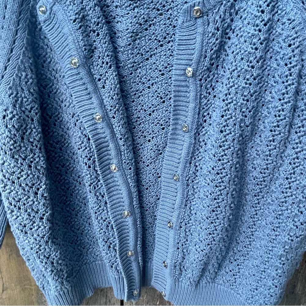 Avenue Crocheted Open-Knit Snap Closure Cardigan Sz. 18/20 - Picture 7 of 14